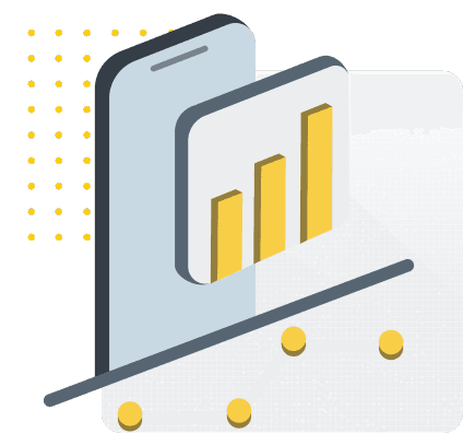 illustration of a graph with three vertical bars measuring upward left to right