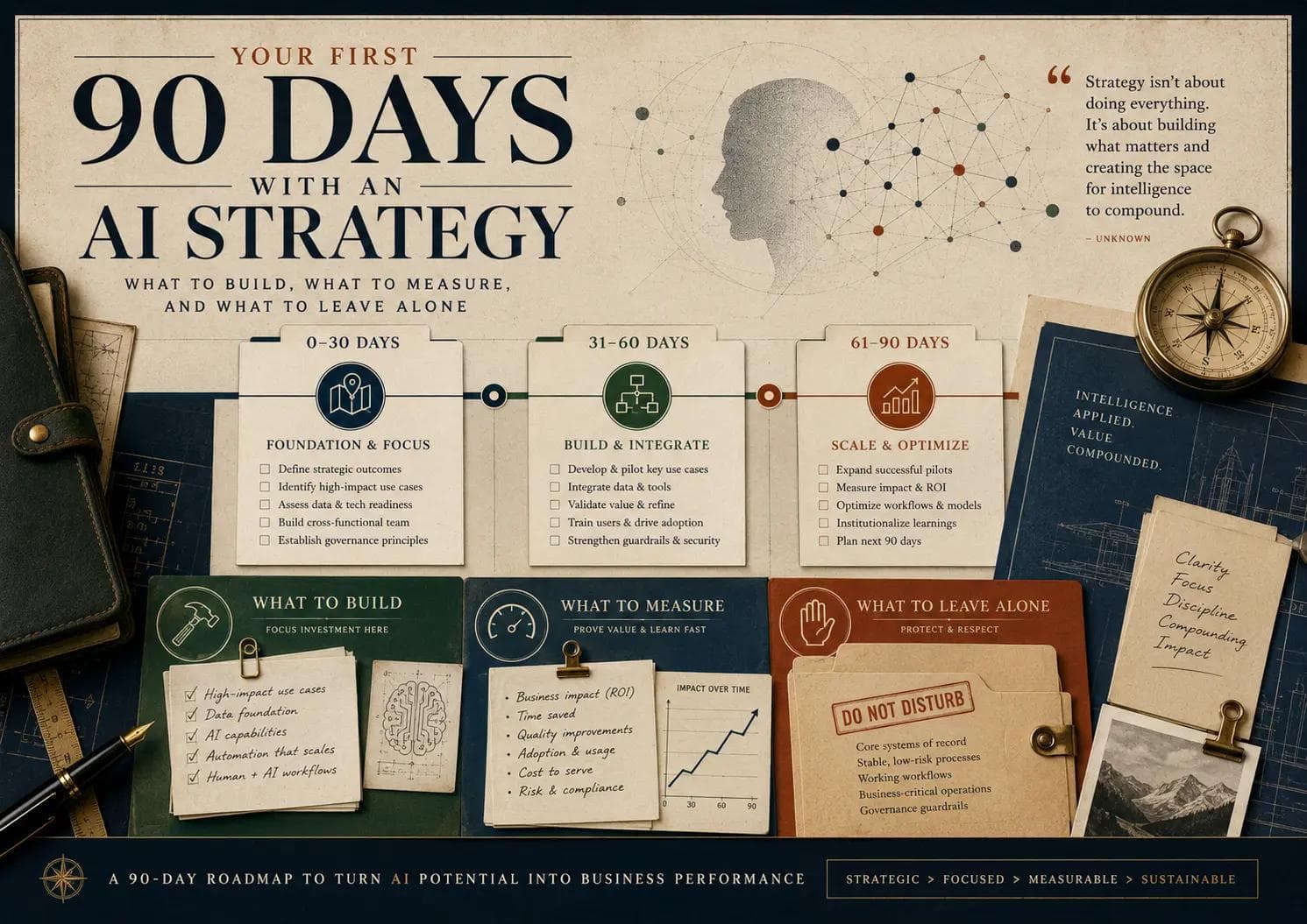 Your First 90 Days With an AI Strategy: What to Build, What to Measure, and What to Leave Alone