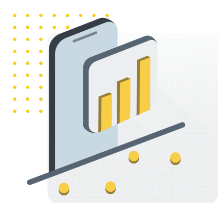 illustration of a graph with three vertical bars measuring upward left to right