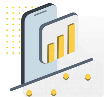 illustration of a graph with three vertical bars measuring upward left to right