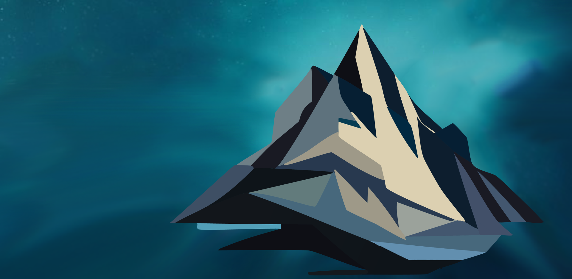 Illustration of a mountain peak against a darker teal background