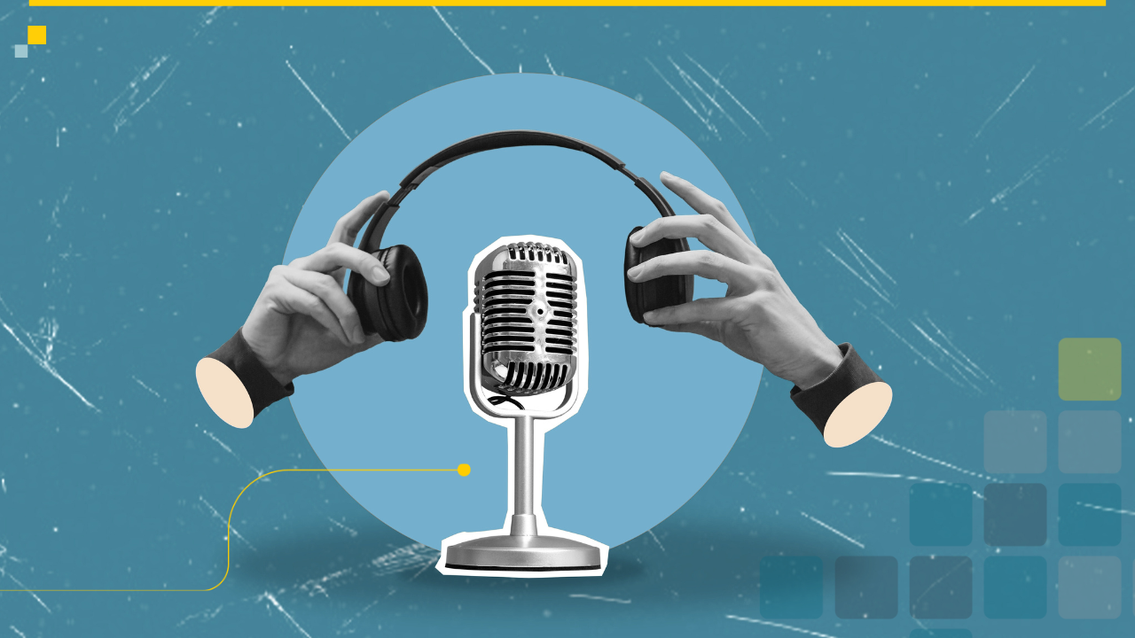 Podcast microphone and headphones representing the Candid Conversations Marketing and AI Unscripted podcast by Marketri.